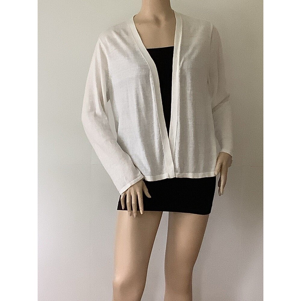 J. Jill (Size XL) White Linen Blend Open Front Everyday Beach Caridgan/Sweater